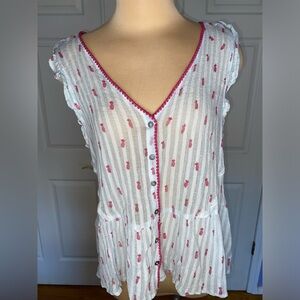 Hatley Women’s Striped Pineapple Print Tank Top XL, Organic Cotton